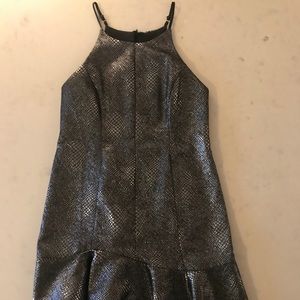 Metallic gunmetal gray cocktail dress